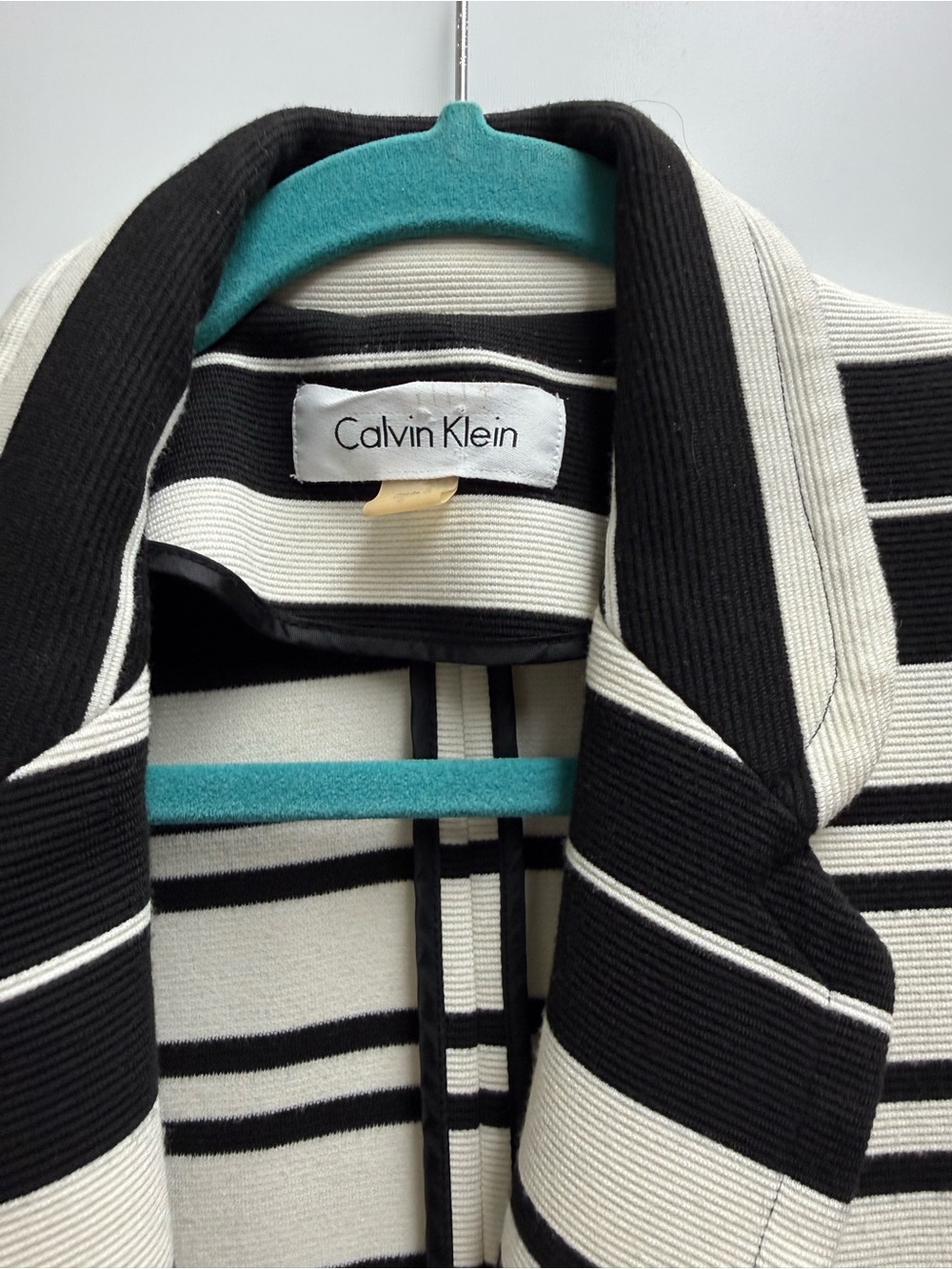 Calvin Klein Black and White Striped Blazer